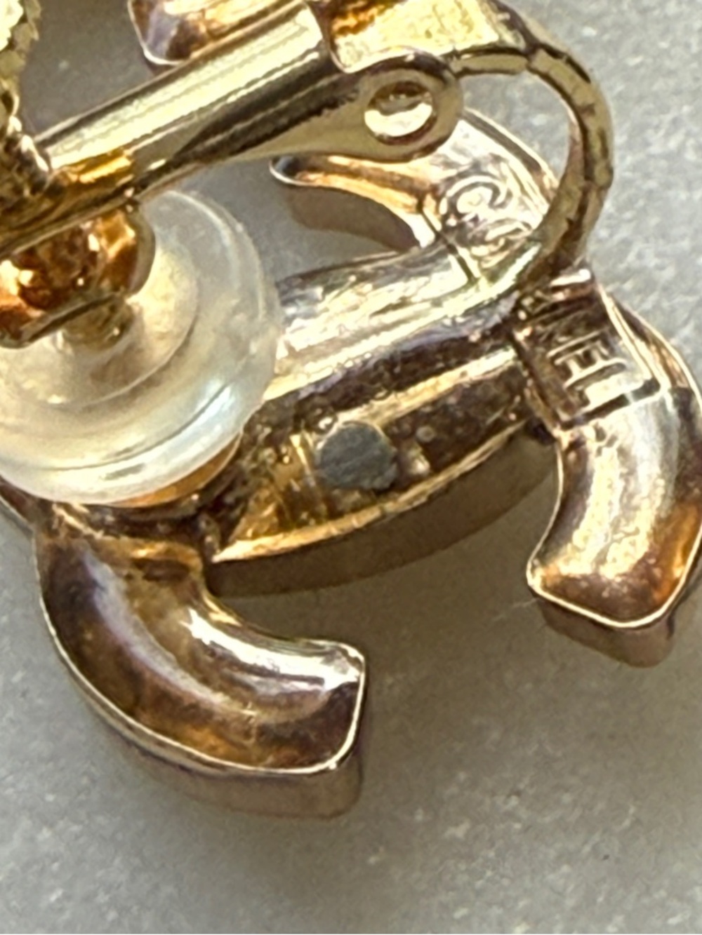 CHANEL button 1” custom Earrings Gold CC repurposed from authentic accessories - Picture 4 of 8